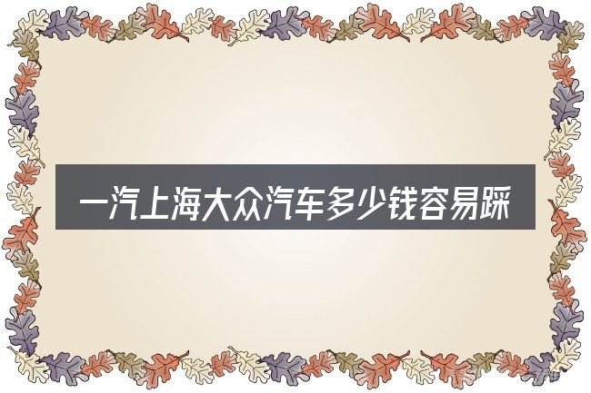 一汽上海大众汽车多少钱容易踩的坑