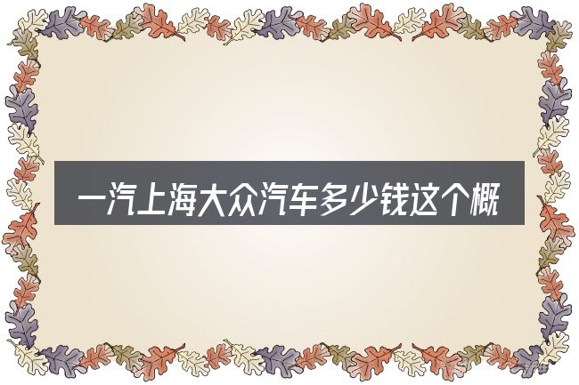 一汽上海大众汽车多少钱这个概念怎么理解