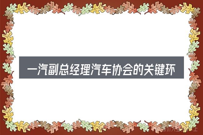 一汽副总经理汽车协会的关键环节