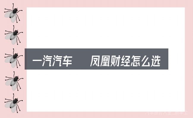 一汽汽车 凤凰财经怎么选才不容易出错