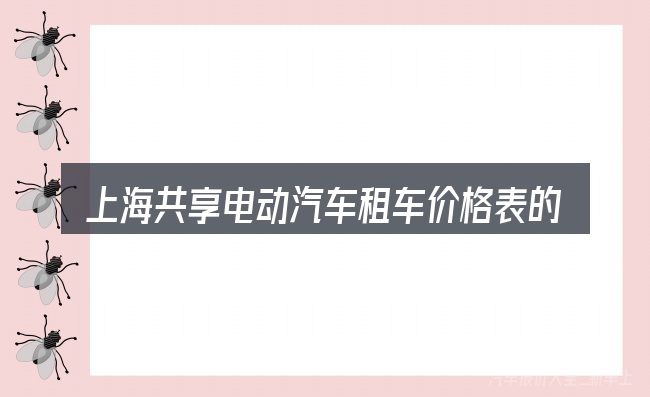 上海共享电动汽车租车价格表的认知误区