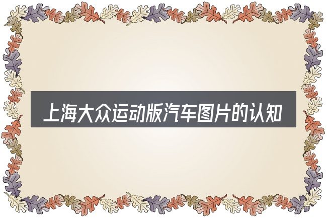 上海大众运动版汽车图片的认知误区