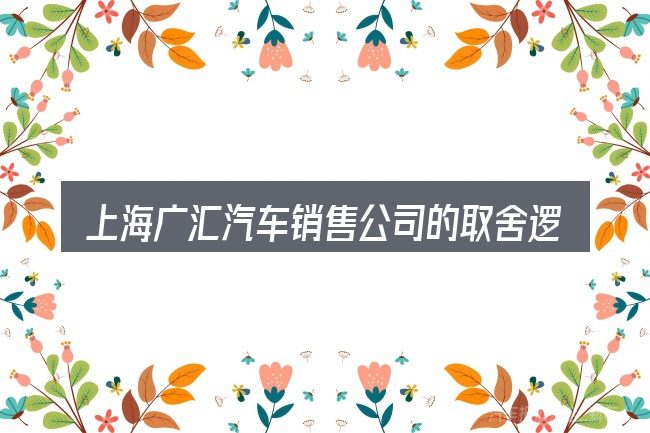 上海广汇汽车销售公司的取舍逻辑