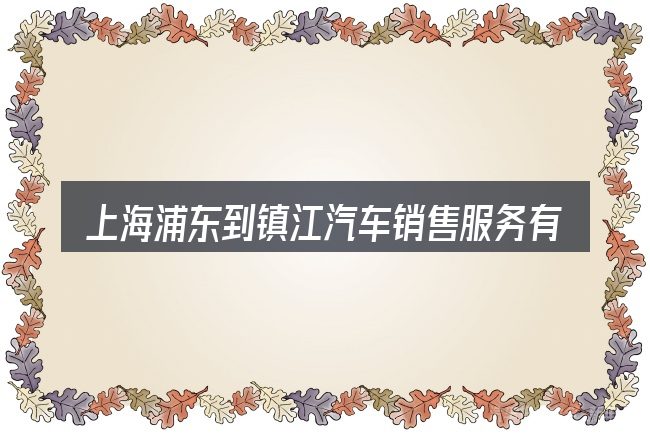 上海浦东到镇江汽车销售服务有限公司的基本含义与边界