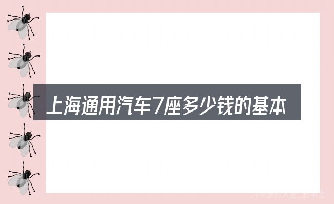 上海通用汽车7座多少钱的基本含义与边界