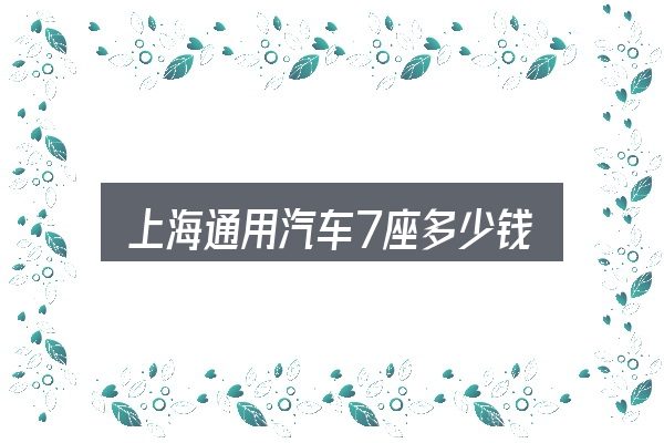 上海通用汽车7座多少钱，给第一次接触的人