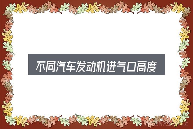 不同汽车发动机进气口高度入门笔记：新手购车容易忽略的细节