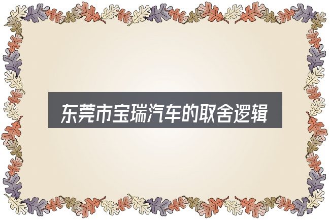 东莞市宝瑞汽车的取舍逻辑