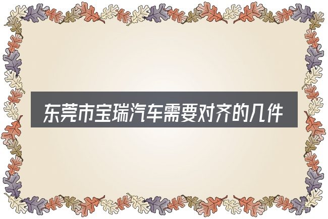 东莞市宝瑞汽车需要对齐的几件事