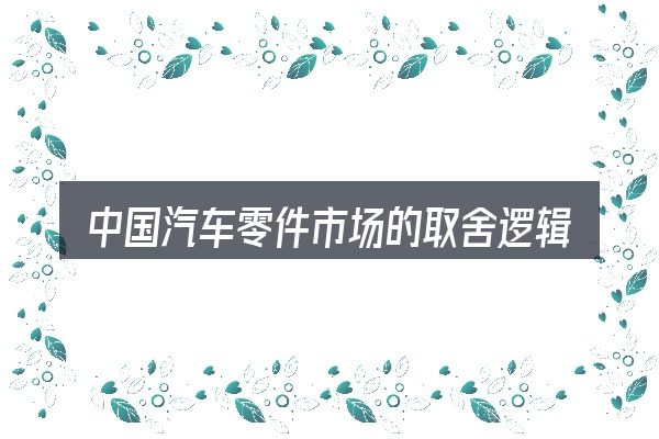 中国汽车零件市场的取舍逻辑