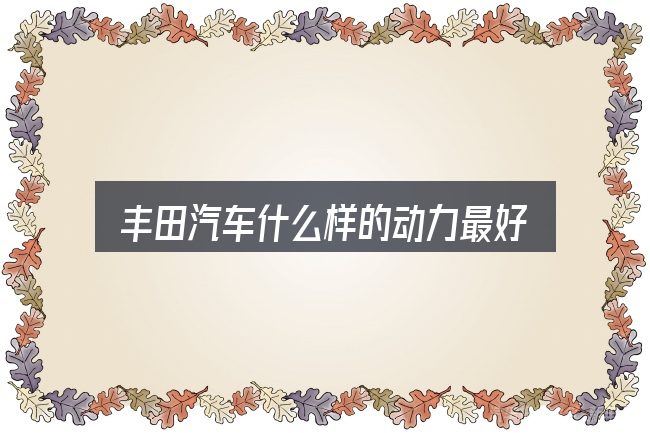 丰田汽车什么样的动力最好，把标准对齐就好办了