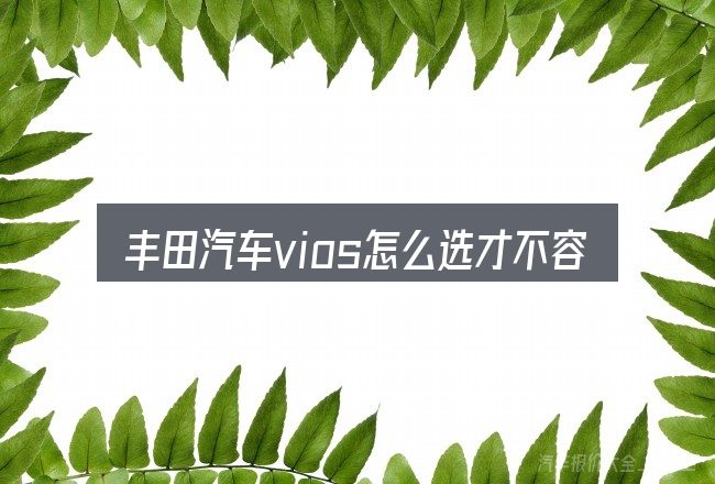 丰田汽车vios怎么选才不容易出错