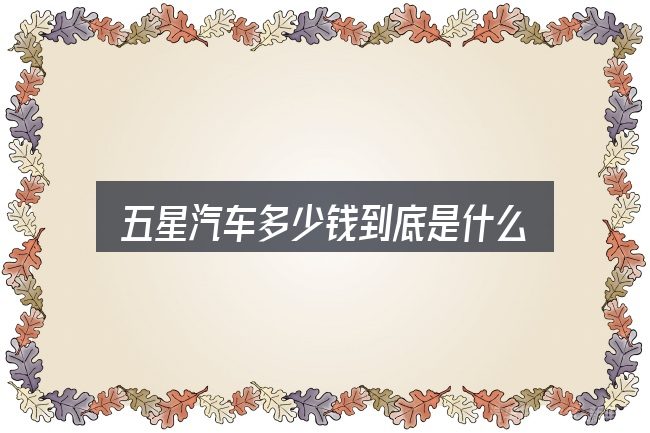 五星汽车多少钱到底是什么