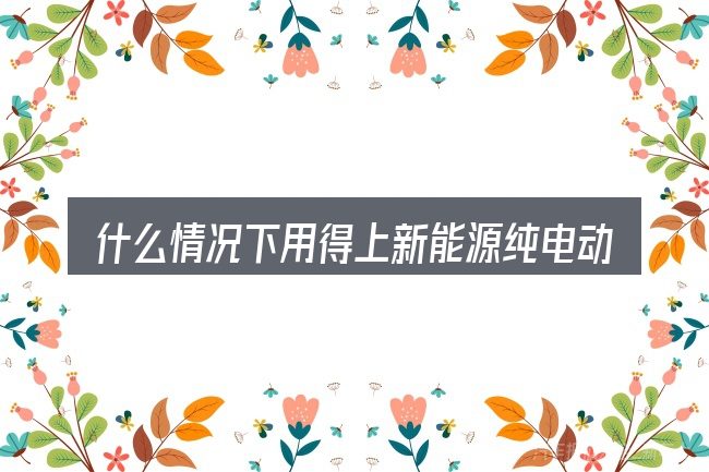 什么情况下用得上新能源纯电动汽车装货