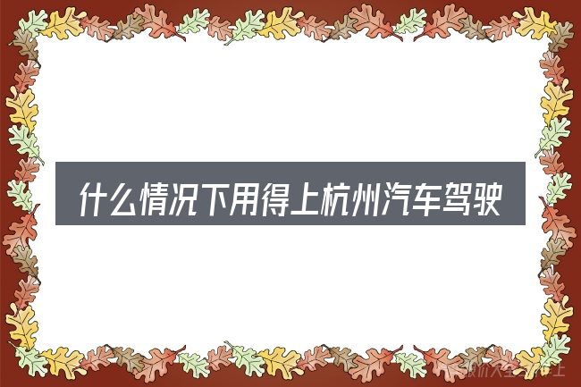什么情况下用得上杭州汽车驾驶员