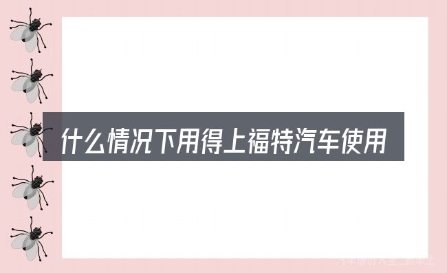 什么情况下用得上福特汽车使用怎样