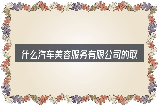 什么汽车美容服务有限公司的取舍逻辑