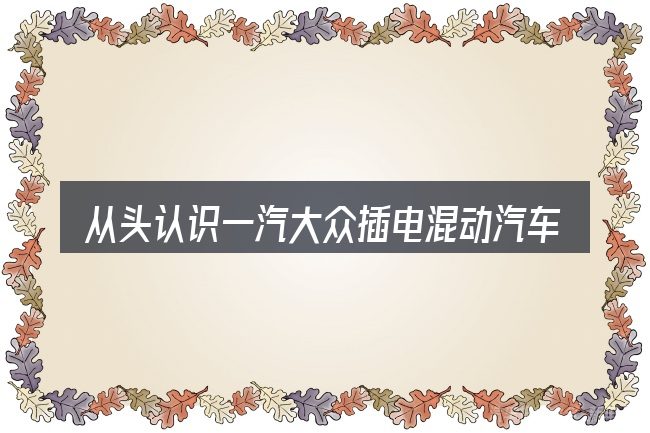 从头认识一汽大众插电混动汽车