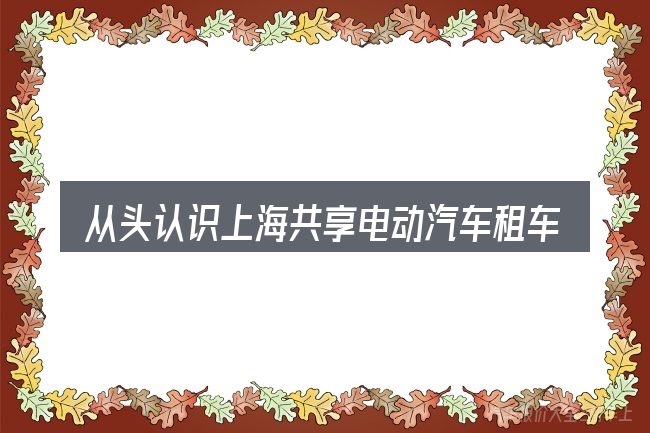 从头认识上海共享电动汽车租车价格表