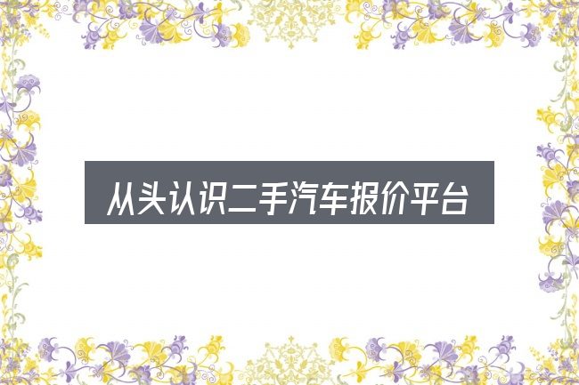 从头认识二手汽车报价平台