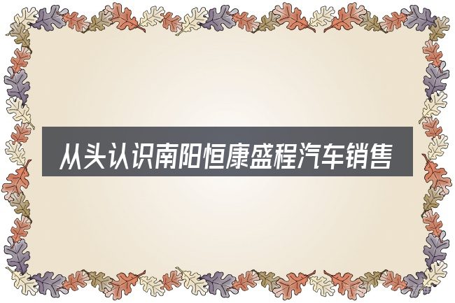 从头认识南阳恒康盛程汽车销售有限公司简介