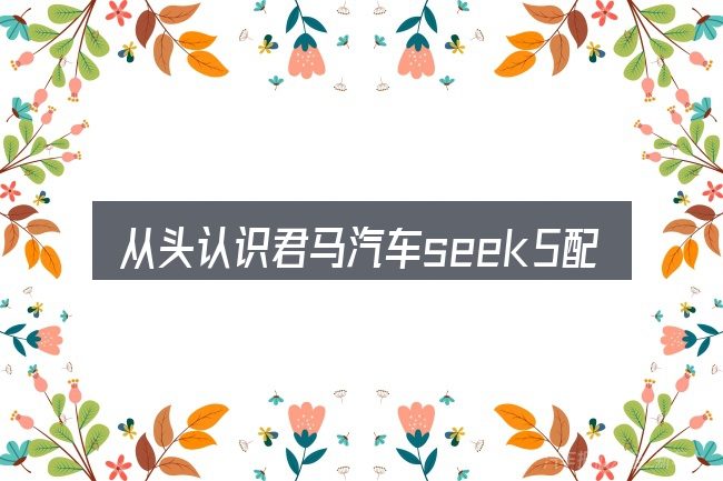 从头认识君马汽车seek5配制
