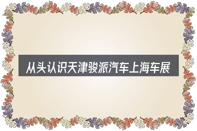 从头认识天津骏派汽车上海车展