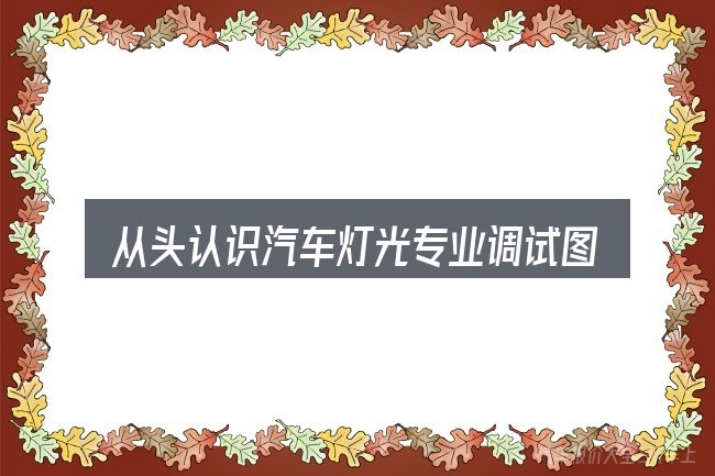 从头认识汽车灯光专业调试图