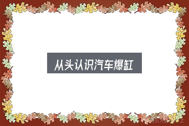 从头认识汽车爆缸