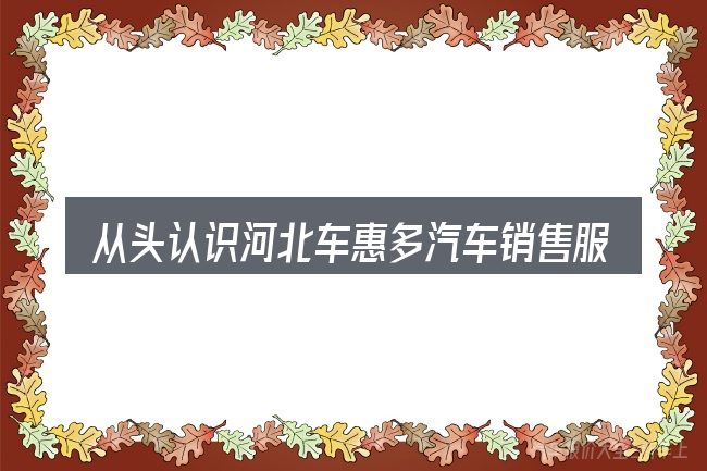 从头认识河北车惠多汽车销售服务有限公司怎么样