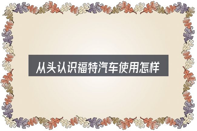 从头认识福特汽车使用怎样