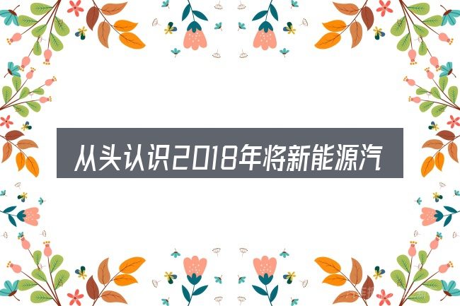 从头认识2018年将新能源汽车车购