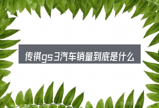 传祺gs3汽车销量到底是什么