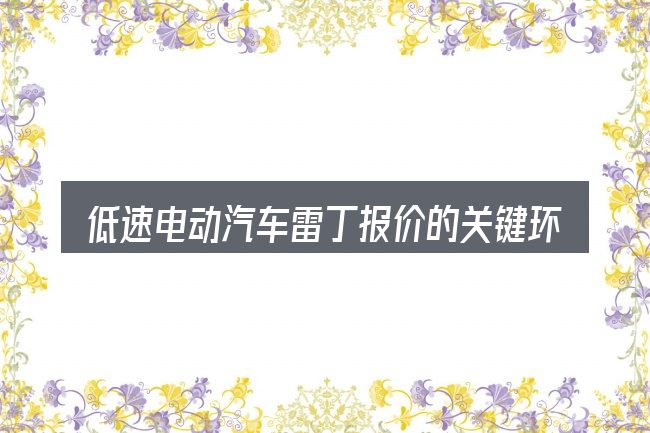 低速电动汽车雷丁报价的关键环节