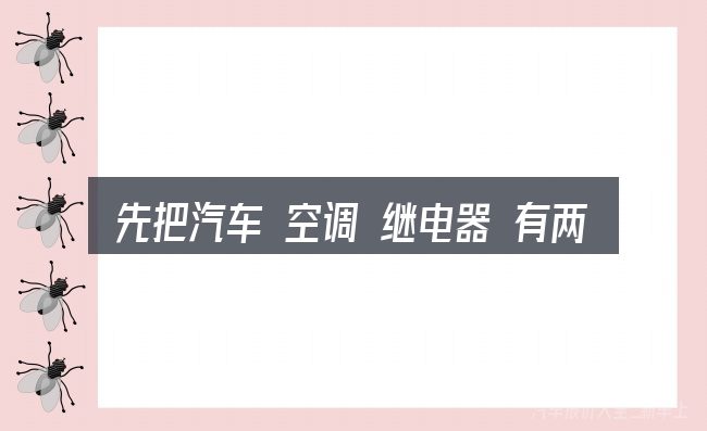 先把汽车 空调 继电器 有两个的概念说清楚