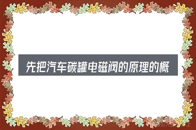 先把汽车碳罐电磁阀的原理的概念说清楚