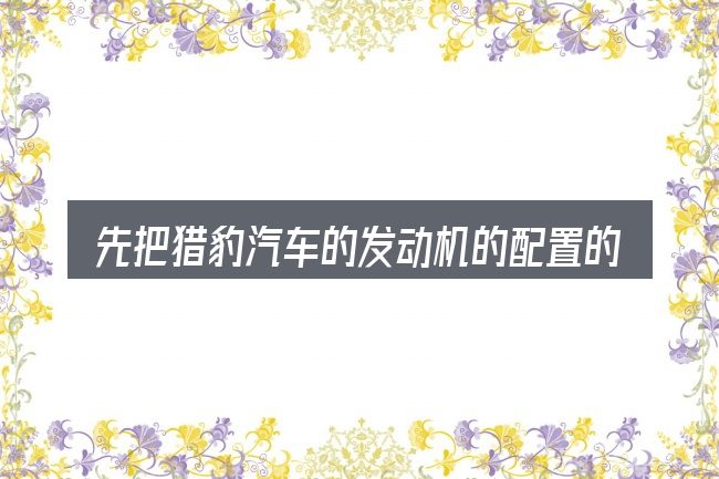先把猎豹汽车的发动机的配置的概念说清楚