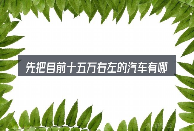 先把目前十五万右左的汽车有哪些的概念说清楚