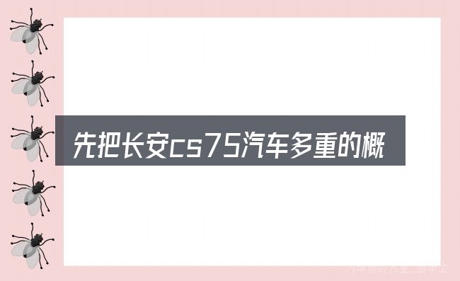 先把长安cs75汽车多重的概念说清楚