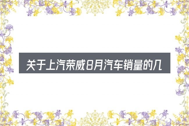 关于上汽荣威8月汽车销量的几个常见误区