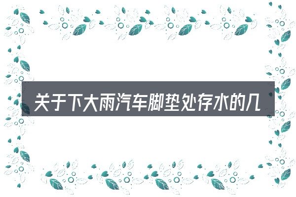 关于下大雨汽车脚垫处存水的几个常见误区