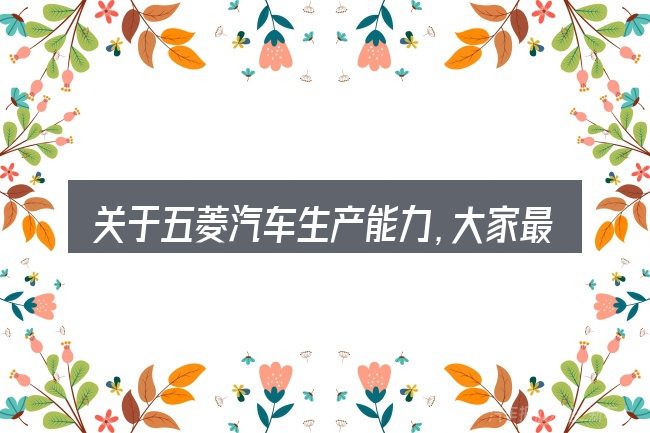 关于五菱汽车生产能力,大家最常问的几个问题