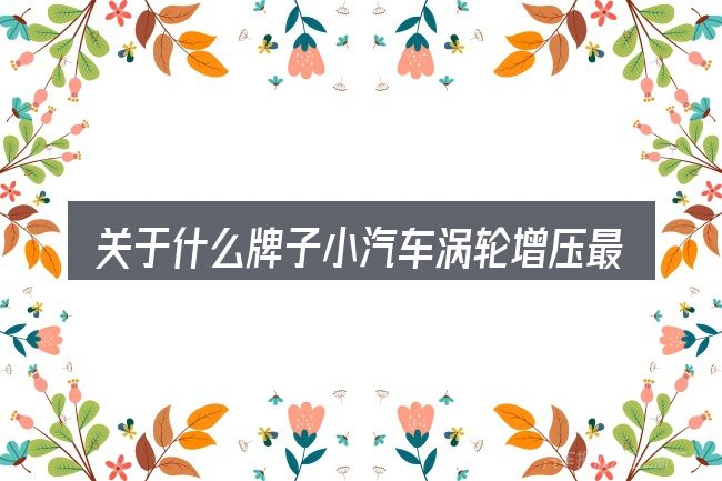 关于什么牌子小汽车涡轮增压最好,大家最常问的几个问题