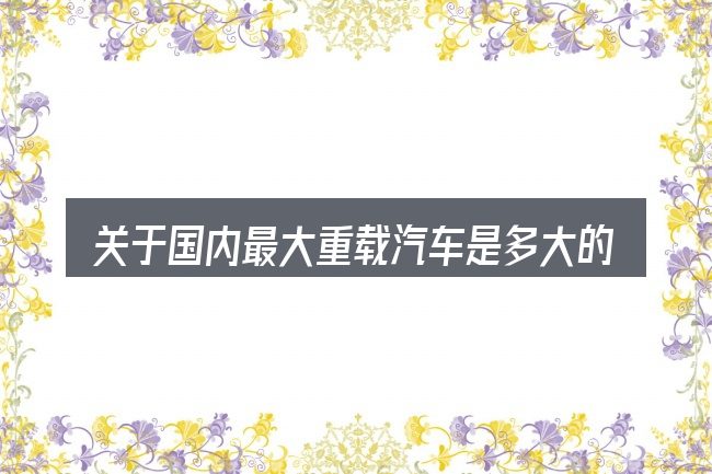 关于国内最大重载汽车是多大的几个常见误区