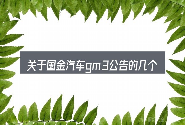 关于国金汽车gm3公告的几个常见误区