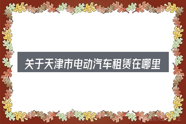 关于天津市电动汽车租赁在哪里的几个常见误区