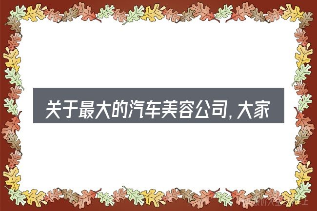 关于最大的汽车美容公司,大家最常问的几个问题