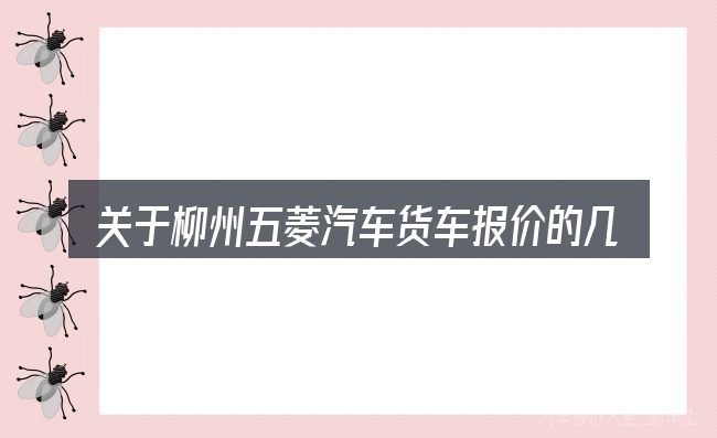 关于柳州五菱汽车货车报价的几个常见误区