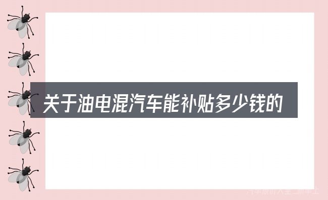 关于油电混汽车能补贴多少钱的几个常见误区