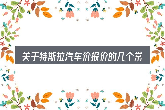 关于特斯拉汽车价报价的几个常见误区